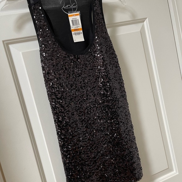 INC International Concepts Black Sequin Holiday Top - Picture 8 of 8